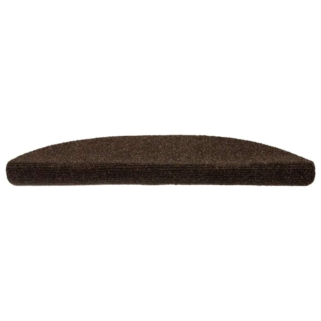 Tappetini per scale autoadesivi 15 pz 56x17x3 cm marrone semicircolari
