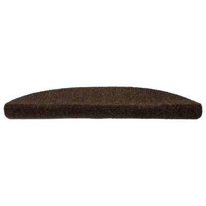 Tappetini per scale autoadesivi 15 pz 56x17x3 cm marrone semicircolari