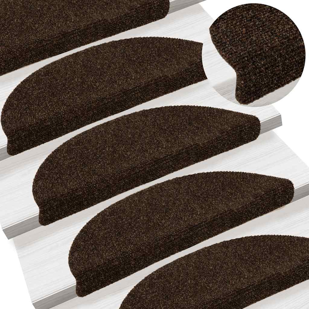 Tappetini per scale autoadesivi 15 pz 56x17x3 cm marrone semicircolari
