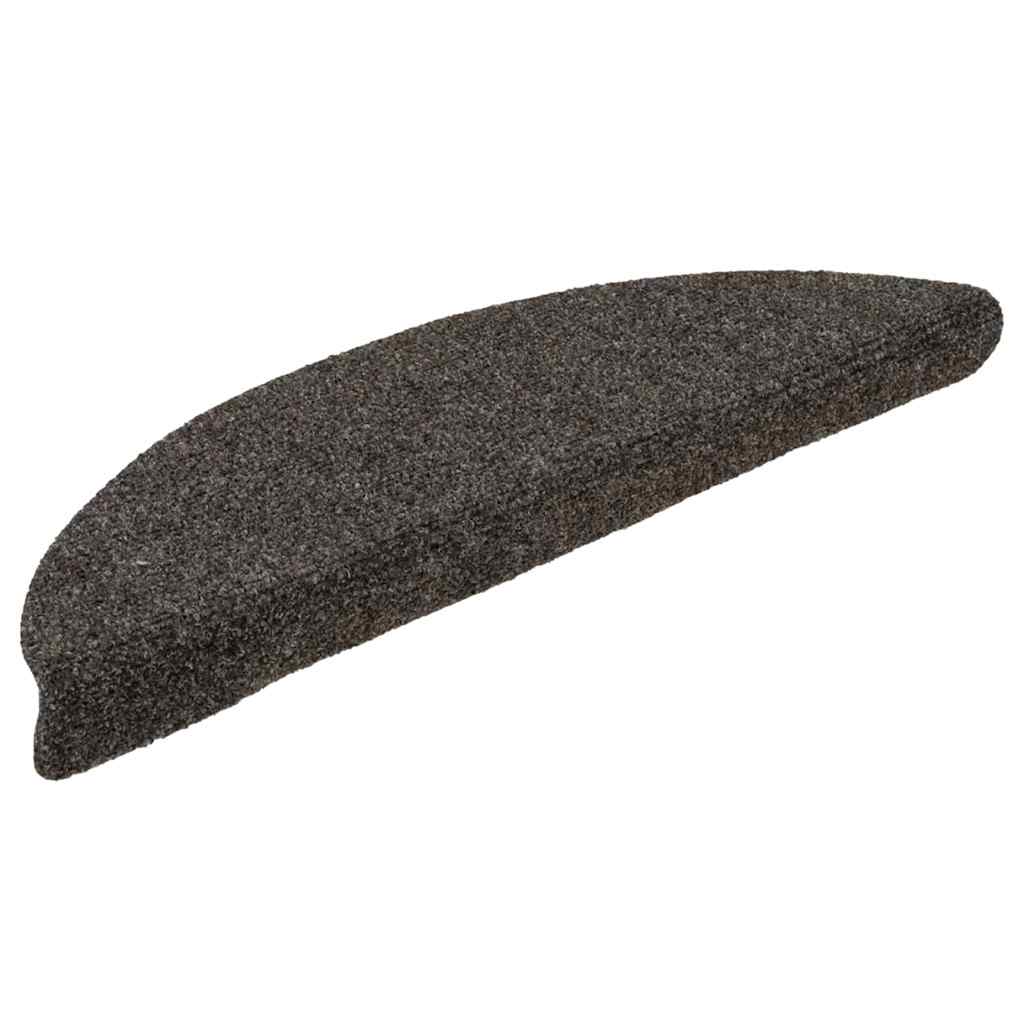 Tappetini per scale autoadesivi 15 pz 56x17x3 cm antracite semicircolari