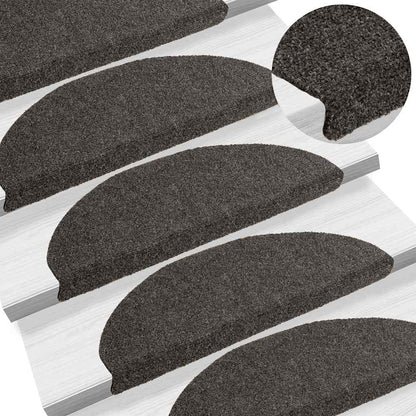 Tappetini per scale autoadesivi 15 pz 65x21x4 cm Antracite Semicircolari Grandi