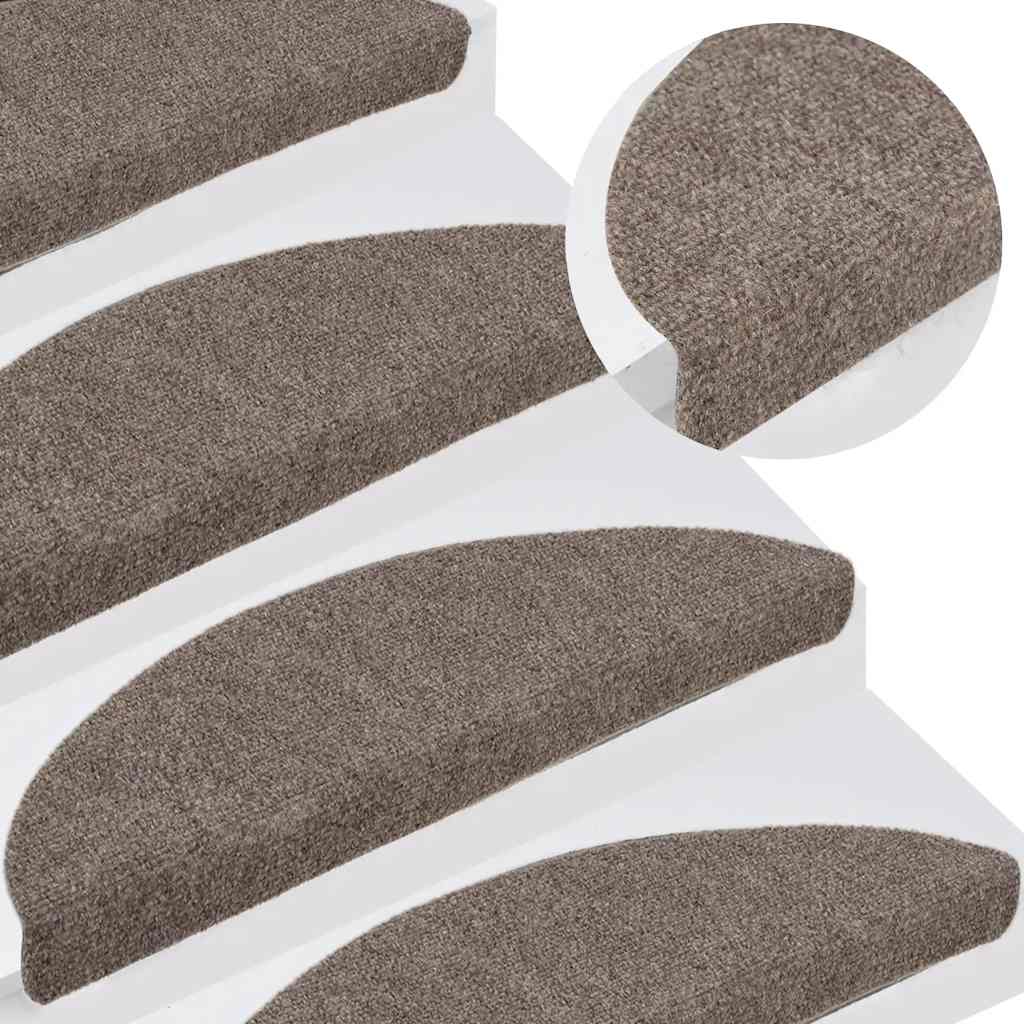 Tappetini per scale autoadesivi 15 pz 56x17x3 cm beige semicircolari
