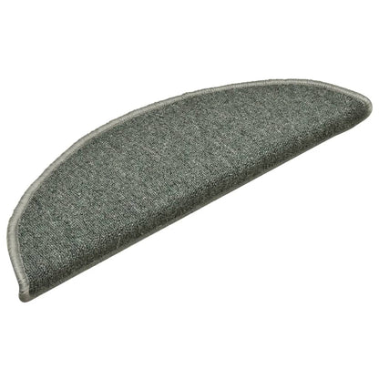 Tappetini per scale 15 pz 56x17x3 cm Verde scuro semicircolari