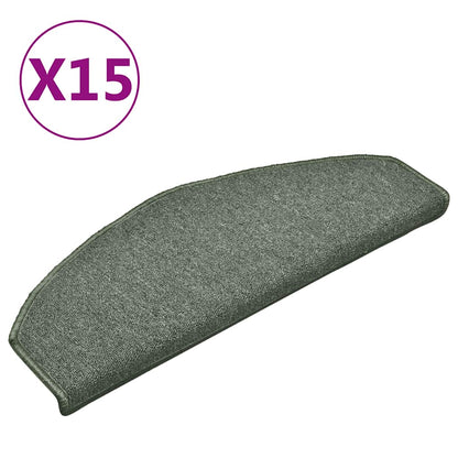 Tappetini per scale 15 pz 65x24x4 cm Verde scuro Semicircolari Grandi