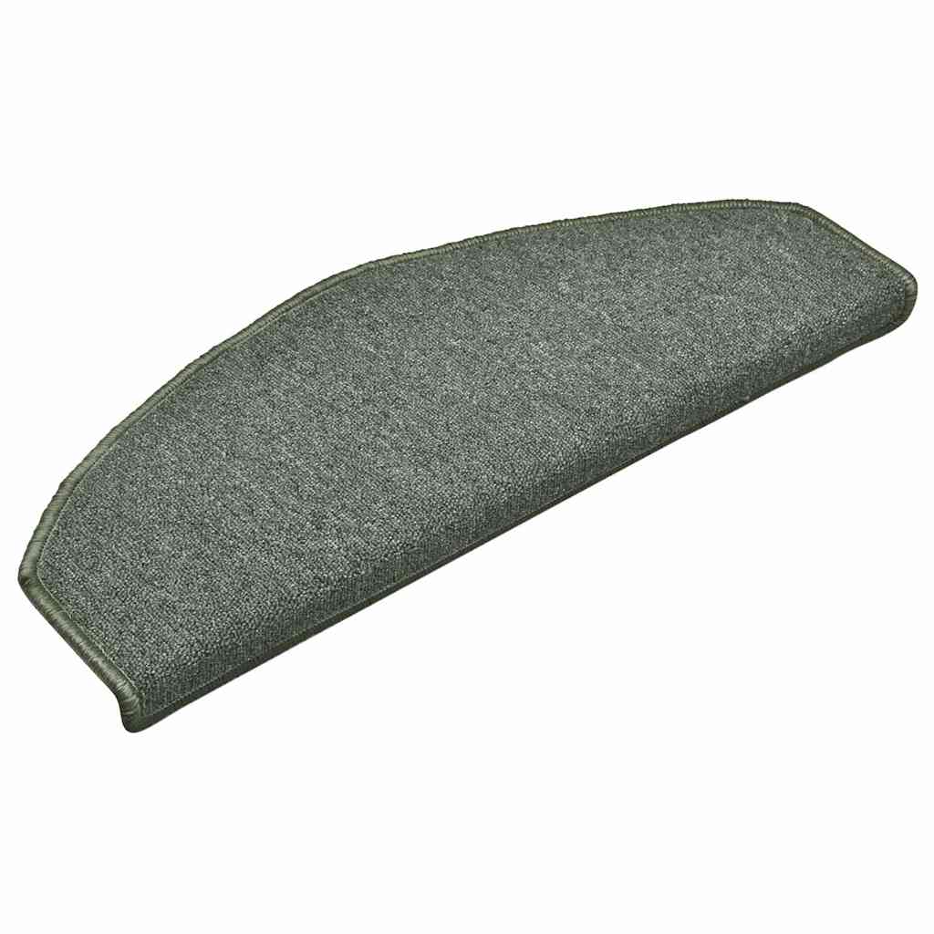 Tappetini per scale 15 pz 65x24x4 cm Verde scuro Semicircolari Grandi
