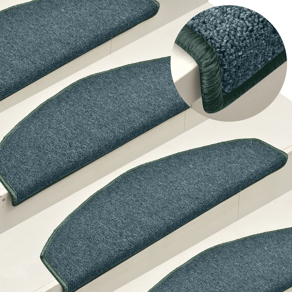 Tappetini per scale 15 pz 65x24x4 cm Verde scuro Semicircolari Grandi