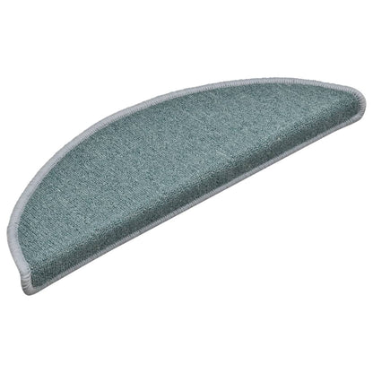 Tappetini per scale 15 pz 56x17x3 cm Blu mare semicircolari