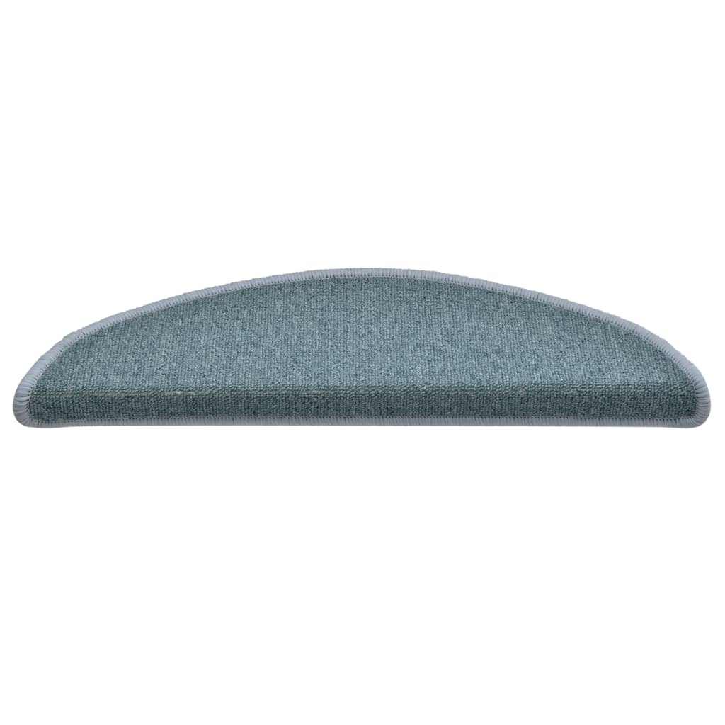 Tappetini per scale 15 pz 56x17x3 cm Blu mare semicircolari