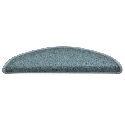 Tappetini per scale 15 pz 56x17x3 cm Blu mare semicircolari