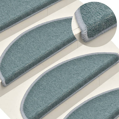 Tappetini per scale 15 pz 56x17x3 cm Blu mare semicircolari