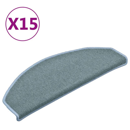 Tappetini per scale 15 pz 65x24x4 cm Blu mare Semicircolari Grandi