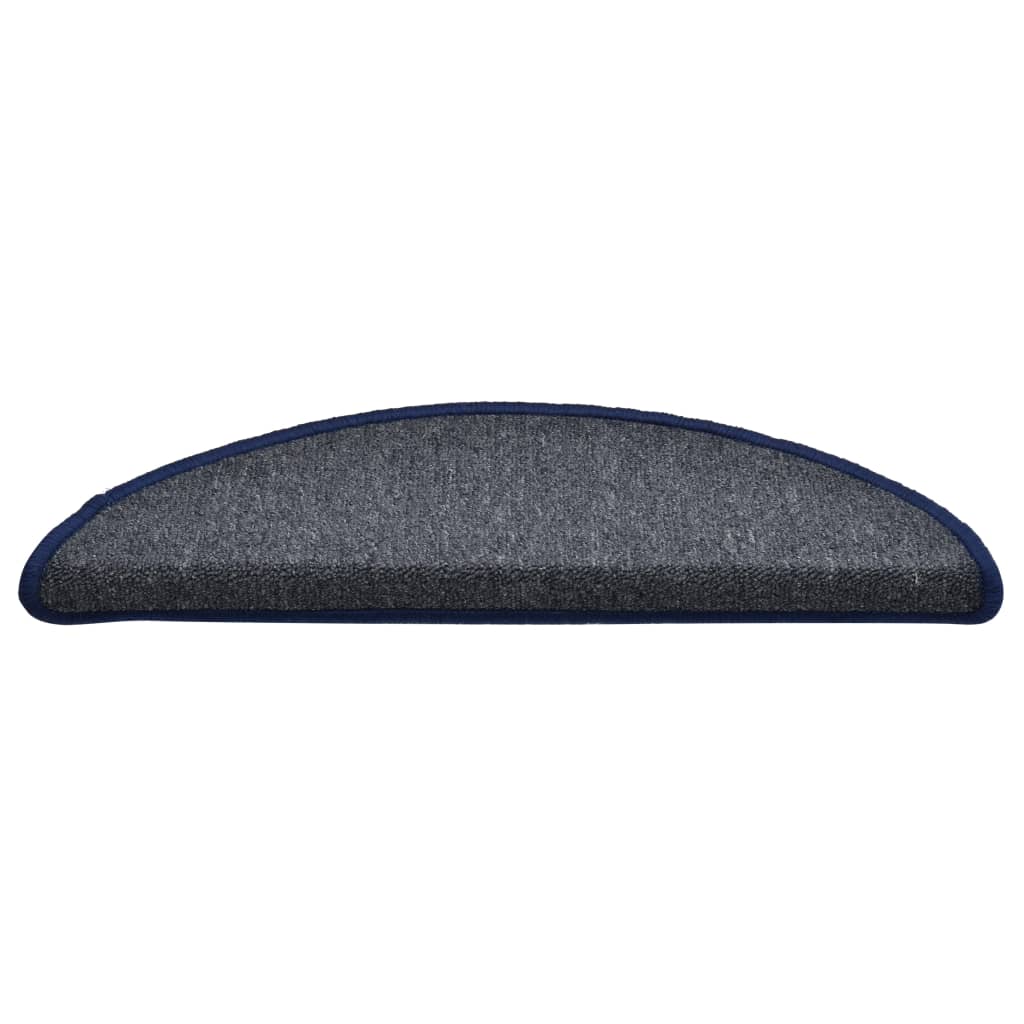 Tappetini per scale 15 pz 56x17x3 cm Grigio scuro e blu semicircolari