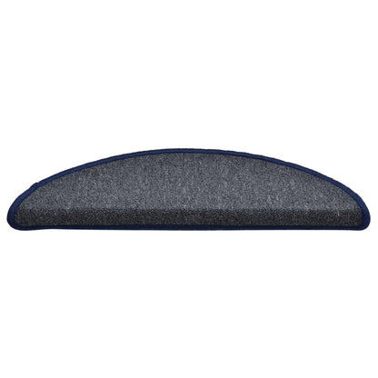 Tappetini per scale 15 pz 56x17x3 cm Grigio scuro e blu semicircolari