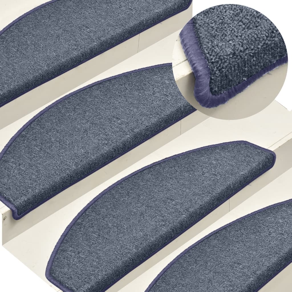Tappetini per scale 15 pz 65x24x4 cm Grigio scuro e blu Semicircolari Grandi