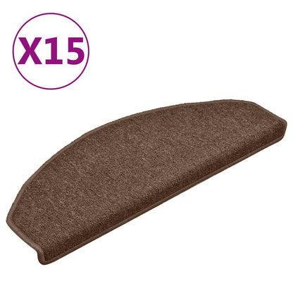 Tappetini per scale 15 pz 65x24x4 cm Marrone Semicircolari Grandi