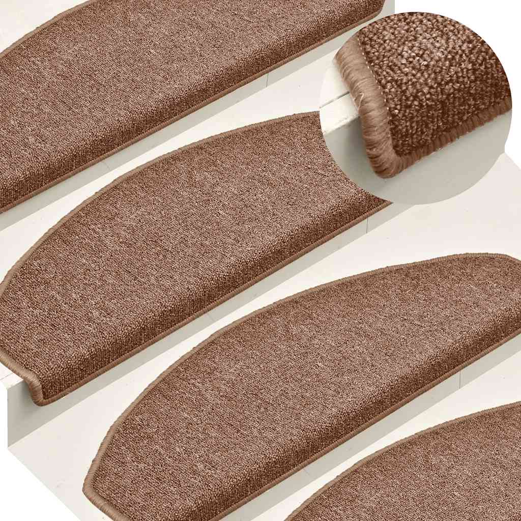 Tappetini per scale 15 pz 65x24x4 cm Marrone Semicircolari Grandi