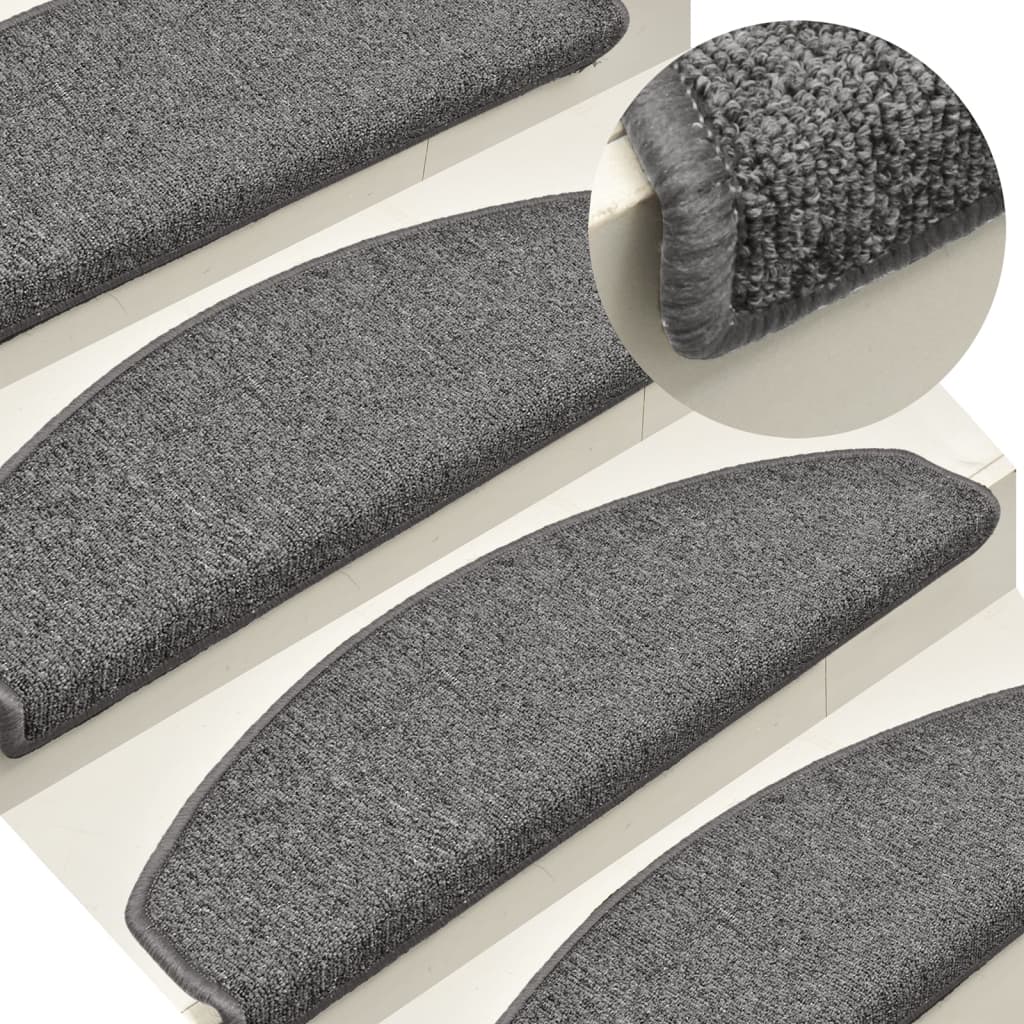 Tappetini per scale 15 pz 65x24x4 cm Grigio scuro Semicircolari Grandi