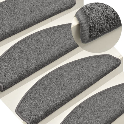 Tappetini per scale 15 pz 65x24x4 cm Grigio scuro Semicircolari Grandi