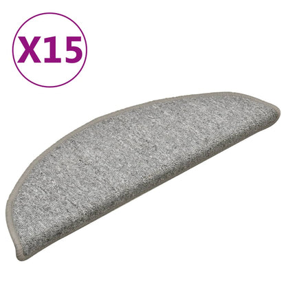 Tappetini per scale 15 pz 56x17x3 cm Grigio chiaro Semicircolari