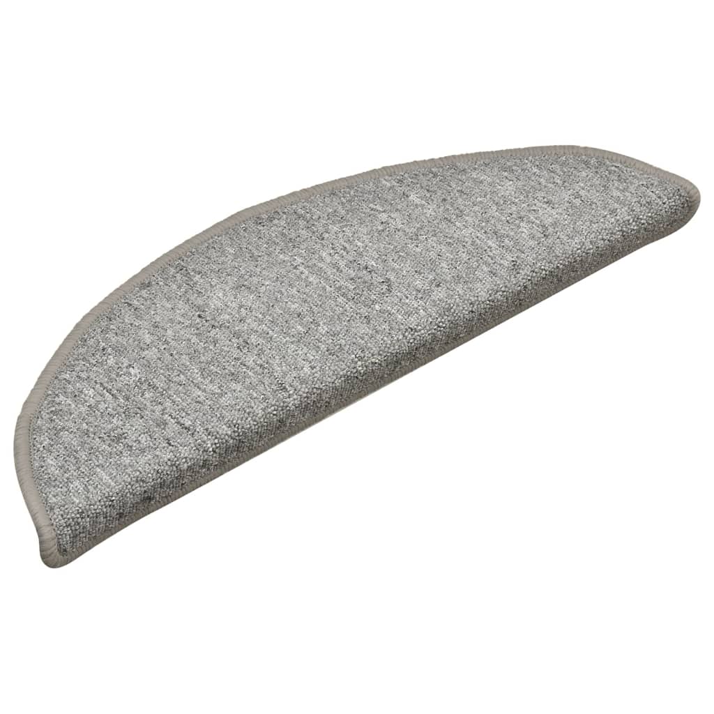 Tappetini per scale 15 pz 56x17x3 cm Grigio chiaro Semicircolari