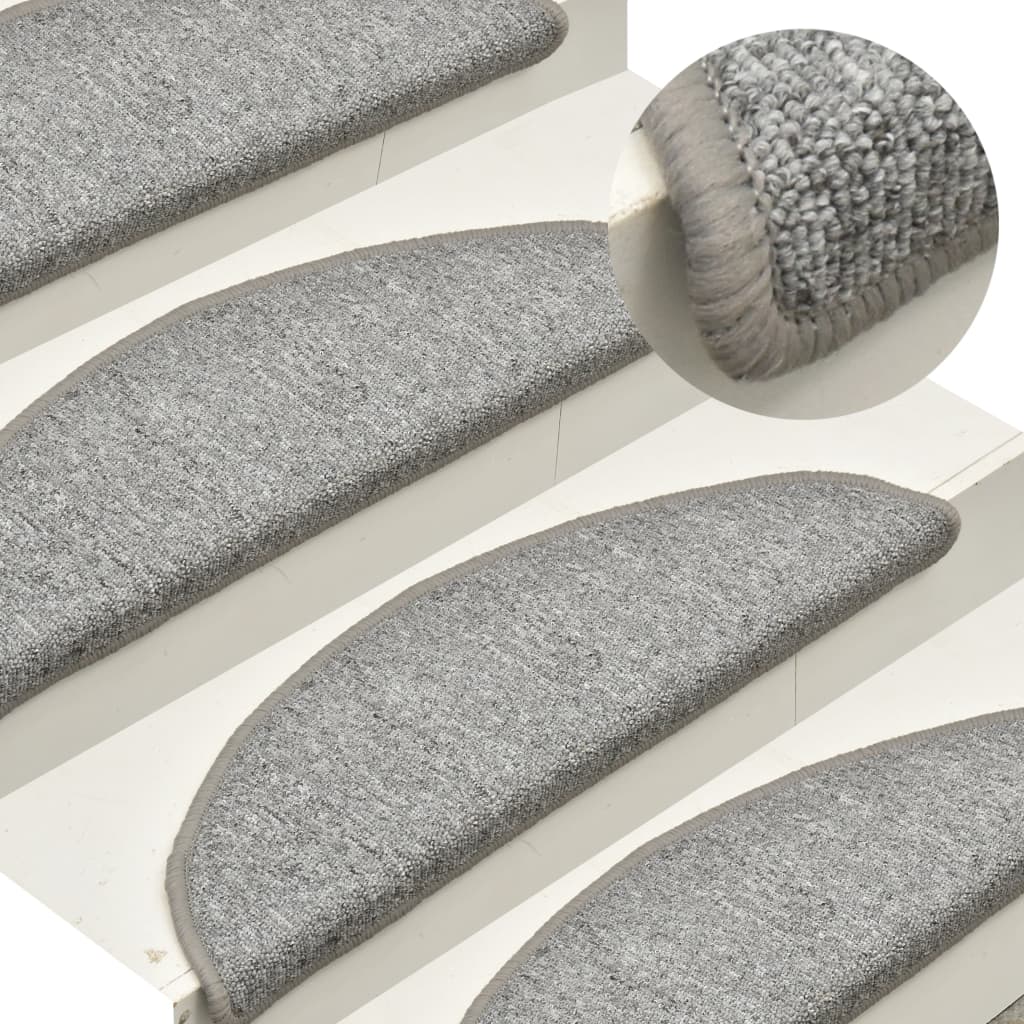 Tappetini per scale 15 pz 56x17x3 cm Grigio chiaro Semicircolari
