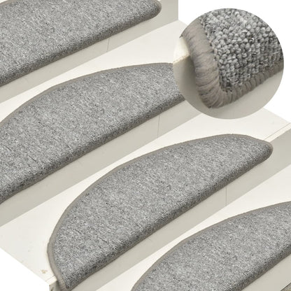 Tappetini per scale 15 pz 56x17x3 cm Grigio chiaro Semicircolari