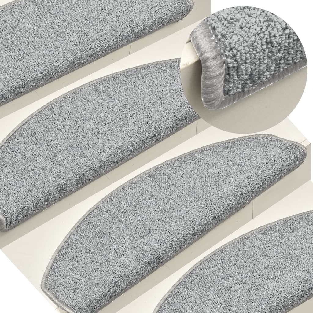 Tappetini per scale 15 pz 65x24x4 cm Grigio chiaro Semicircolari Grandi