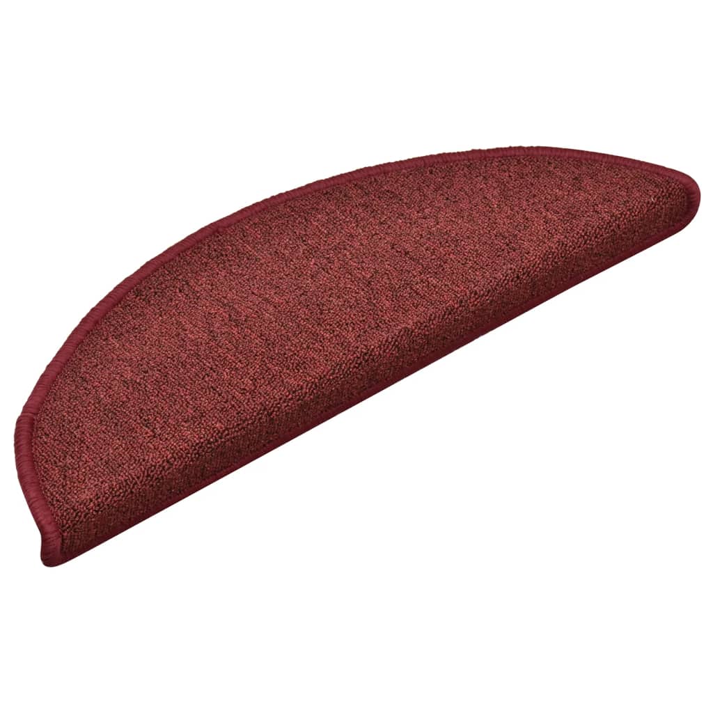 Tappetini per scale 15 pz 56x17x3 cm Bordeaux semicircolari