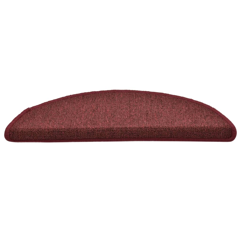 Tappetini per scale 15 pz 56x17x3 cm Bordeaux semicircolari