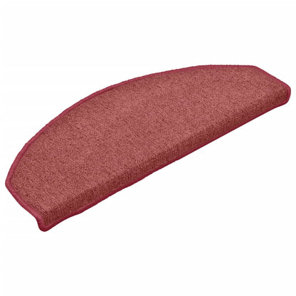 Tappetini per scale 15 pz 65x24x4 cm Bordeaux Semicircolari Grandi