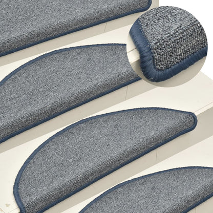 Tappetini per scale 15 pz 56x17x3 cm grigio chiaro e blu semicircolari