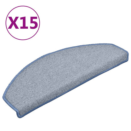 Tappetini per scale 15 pz 65x24x4 cm Grigio chiaro e blu Semicircolari Grandi