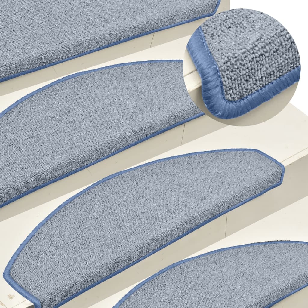 Tappetini per scale 15 pz 65x24x4 cm Grigio chiaro e blu Semicircolari Grandi