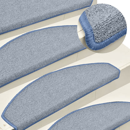 Tappetini per scale 15 pz 65x24x4 cm Grigio chiaro e blu Semicircolari Grandi