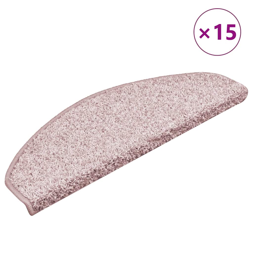 Tappetini per scale 15 pz 65x21x4 cm Rosa chiaro Semicircolari Grandi
