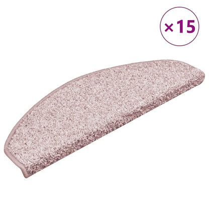 Tappetini per scale 15 pz 65x21x4 cm Rosa chiaro Semicircolari Grandi