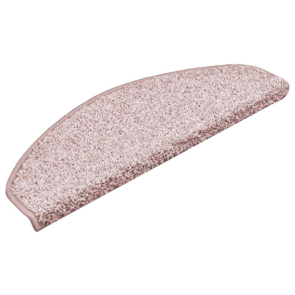 Tappetini per scale 15 pz 65x21x4 cm Rosa chiaro Semicircolari Grandi