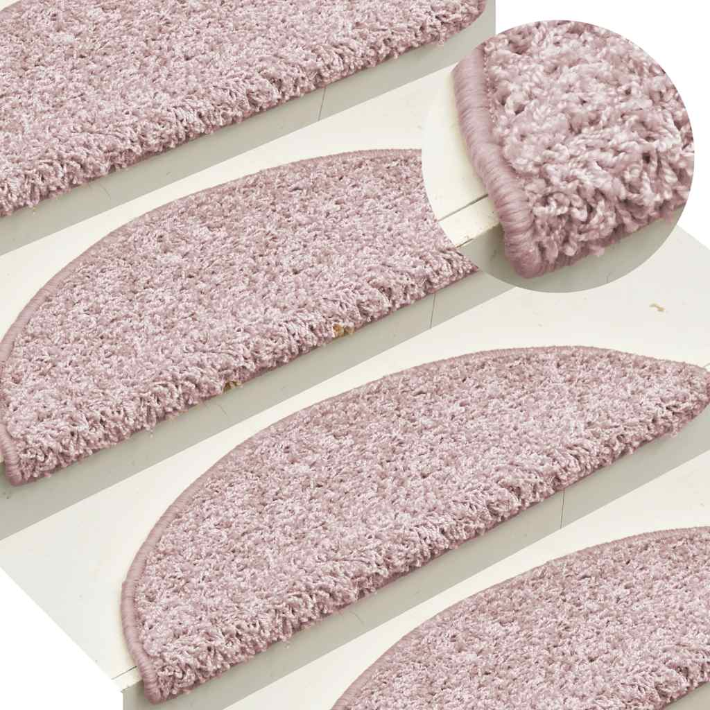 Tappetini per scale 15 pz 65x21x4 cm Rosa chiaro Semicircolari Grandi