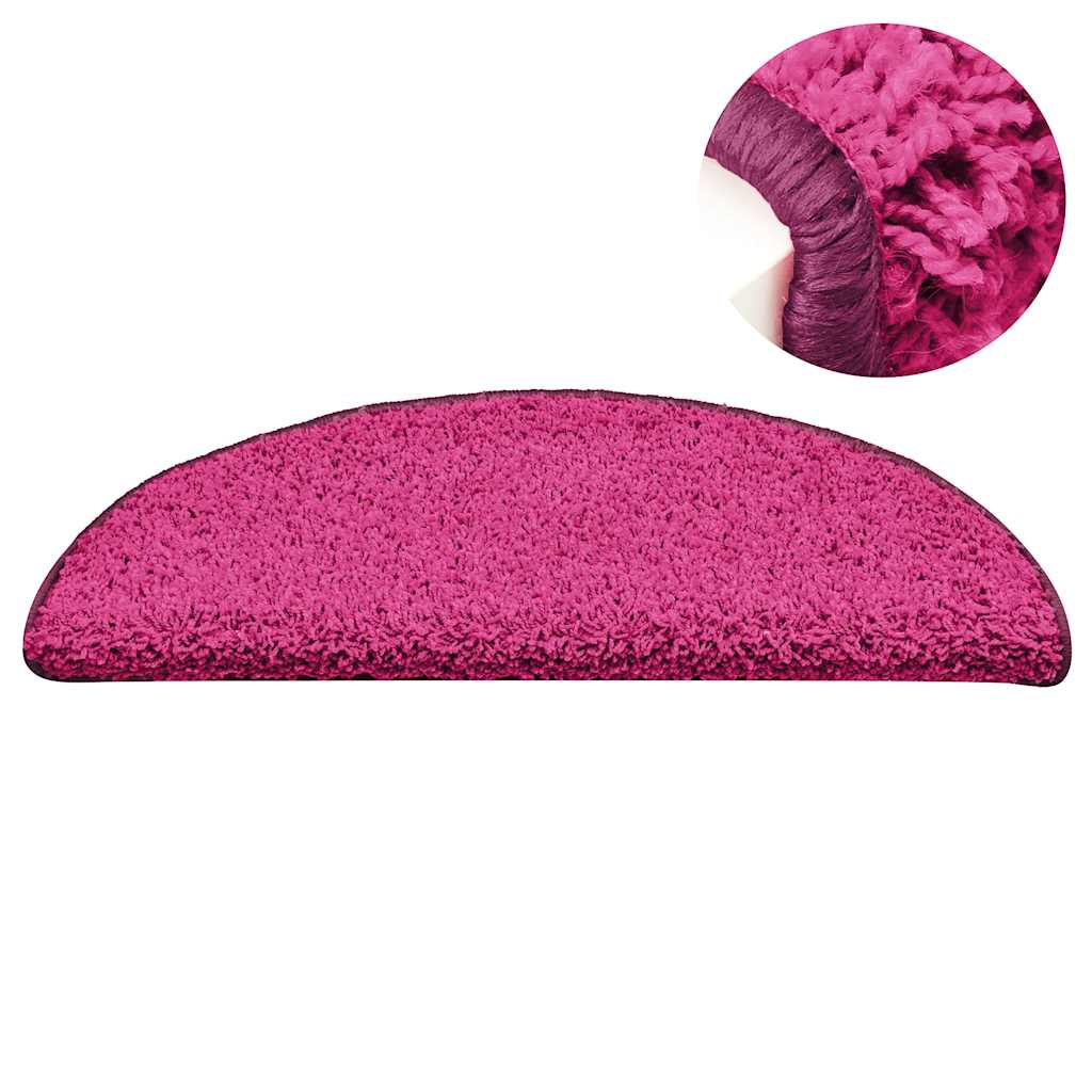 Tappetini per scale 15 pz 56x17x3 cm rosa semicircolari
