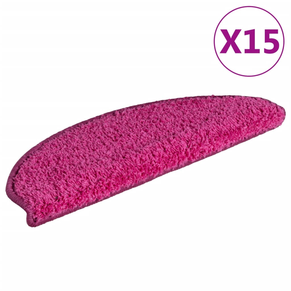 Tappetini per scale 15 pz 65x21x4 cm rosa semicircolari grandi