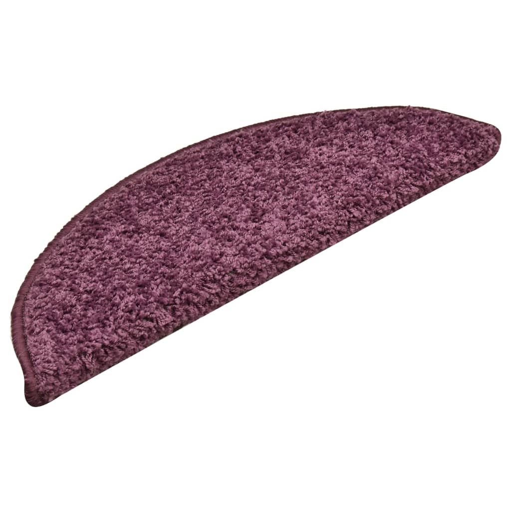 Tappetini per scale 15 pz 56x17x3 cm Viola scuro semicircolari