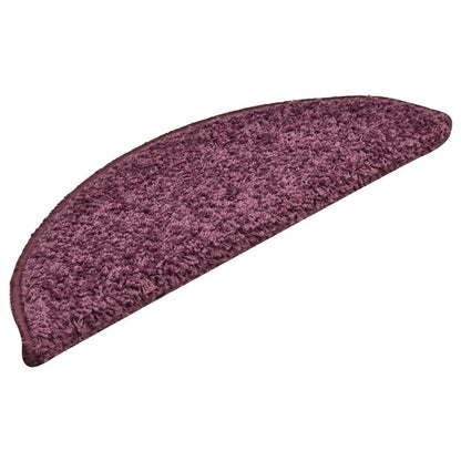 Tappetini per scale 15 pz 56x17x3 cm Viola scuro semicircolari