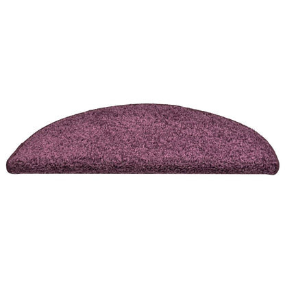 Tappetini per scale 15 pz 56x17x3 cm Viola scuro semicircolari