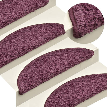 Tappetini per scale 15 pz 65x21x4 cm Viola scuro Semicircolari Grandi