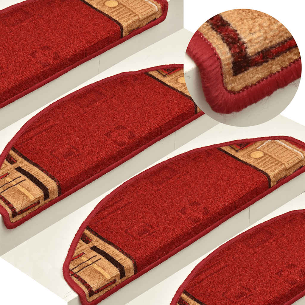 Tappetini Autoadesivi per Scale 15 pz Rossi 65x21x4 cm