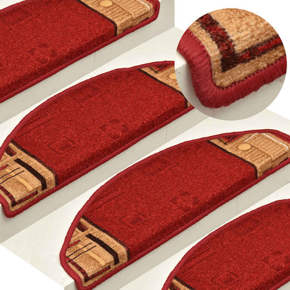 Tappetini Autoadesivi per Scale 15 pz Rossi 65x21x4 cm