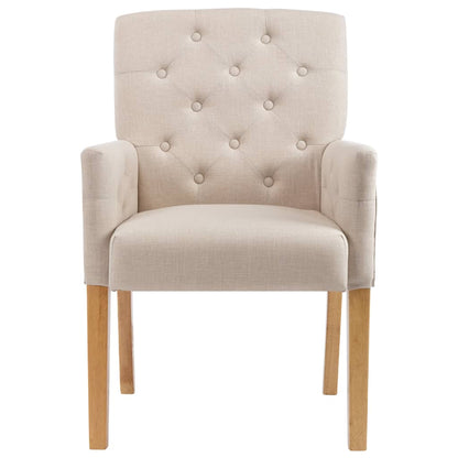 Sedia da Pranzo con Braccioli Beige in Tessuto