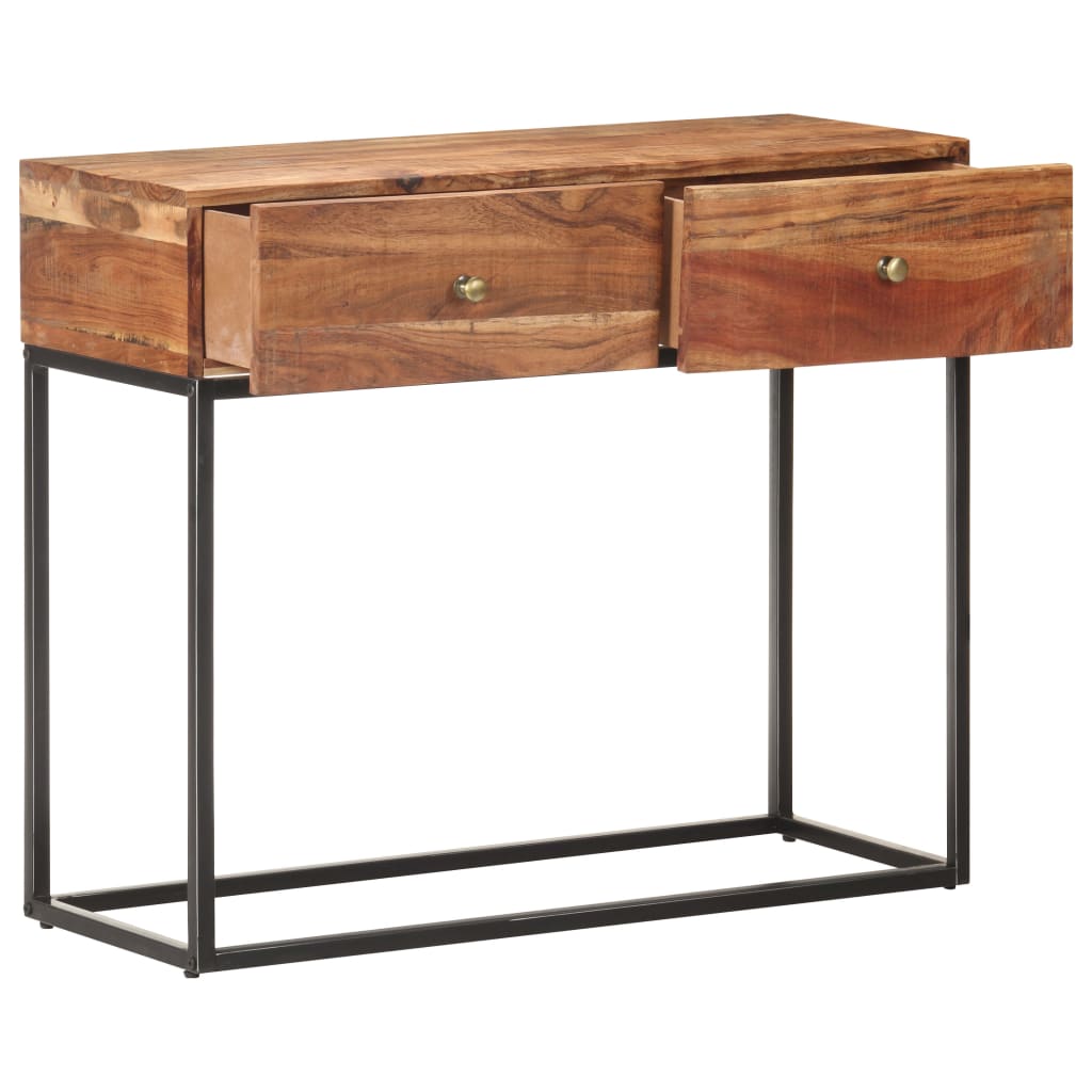 Tavolo Consolle 90x35x75 cm in Legno Grezzo di Acacia