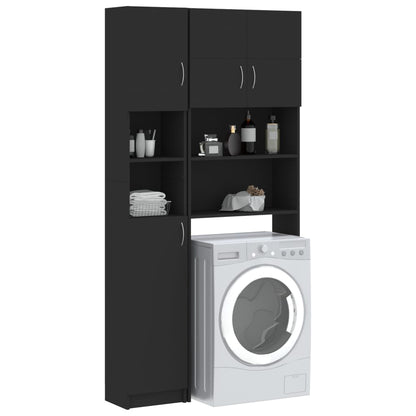 Set Mobili per Lavatrice Nero in Truciolato