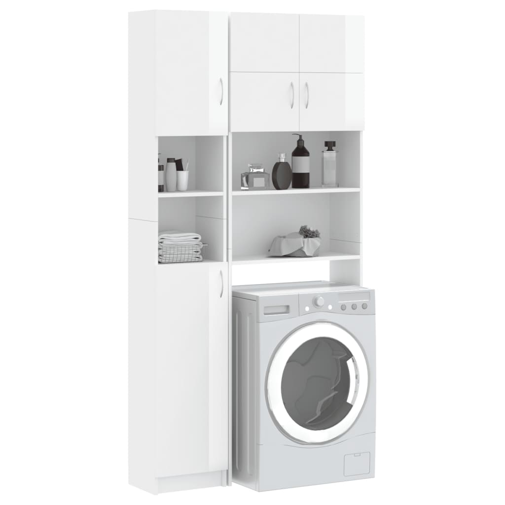 Set Mobili per Lavatrice Bianco Lucido in Truciolato